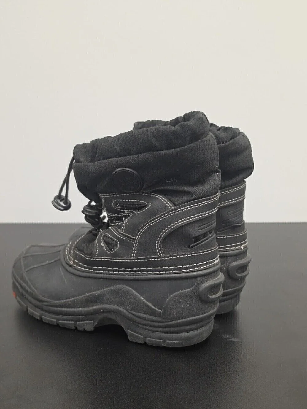 totes Kids Black Waterproof Snow Boots with Drawstring